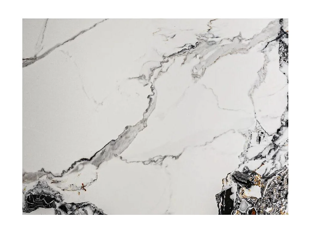 Table à manger ronde porcelaine et acier doré Tikah 150cm