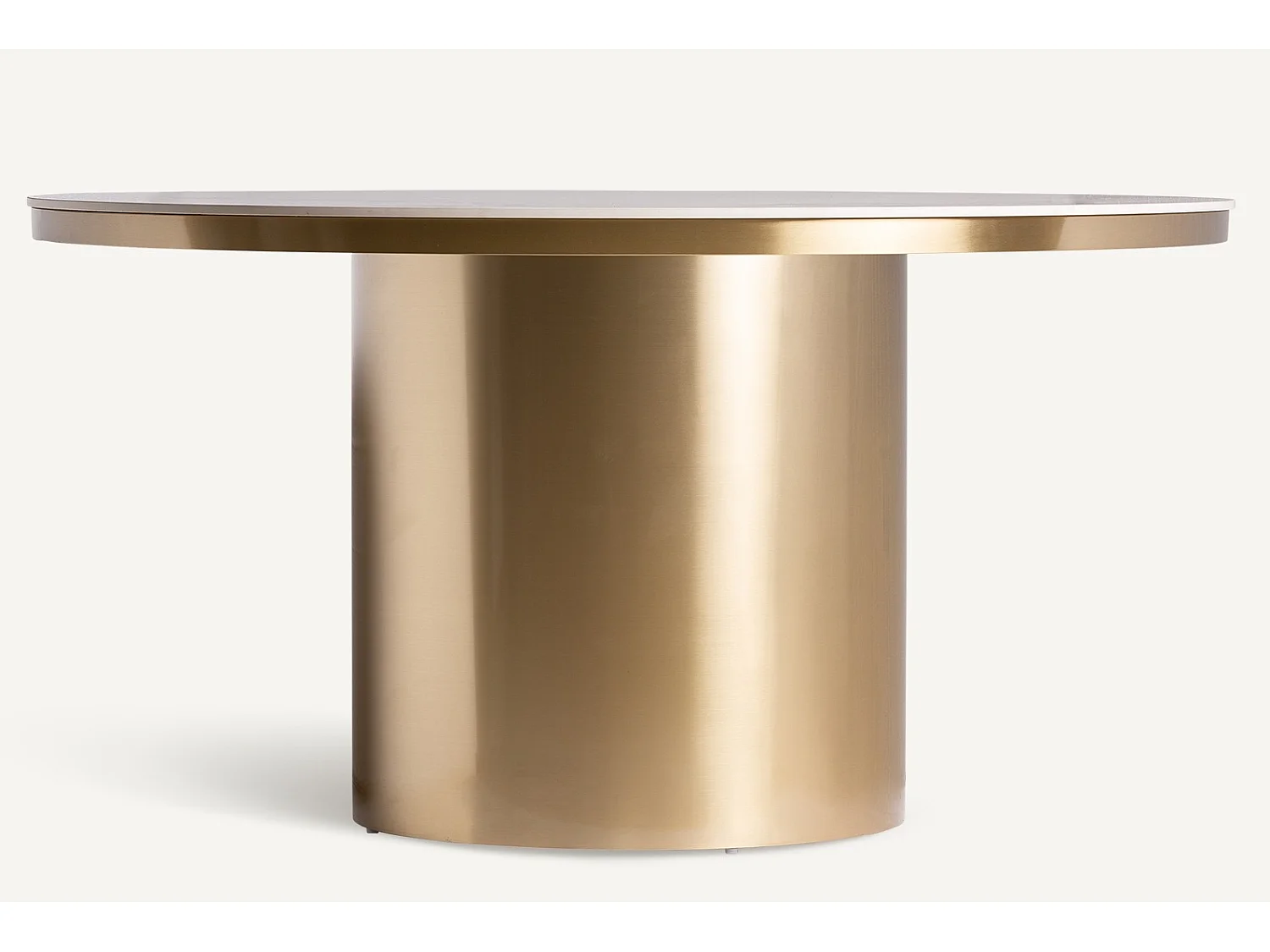 Table à manger ronde porcelaine et acier doré Tikah 150cm