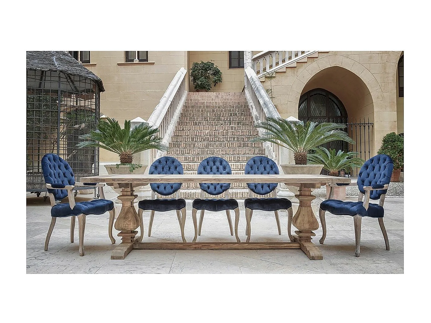 Table à manger pin massif clair recyclé Kadix 200cm