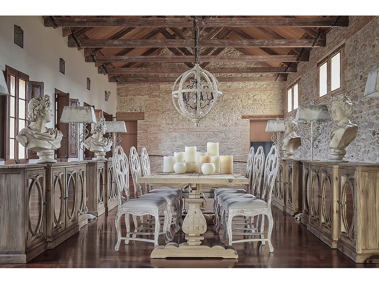 Table à manger pin massif clair recyclé Kadix 200cm