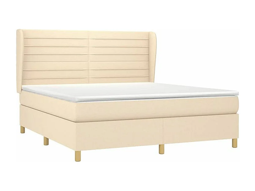 Sommier à lattes de lit avec matelas Crème 160x200 Tissu