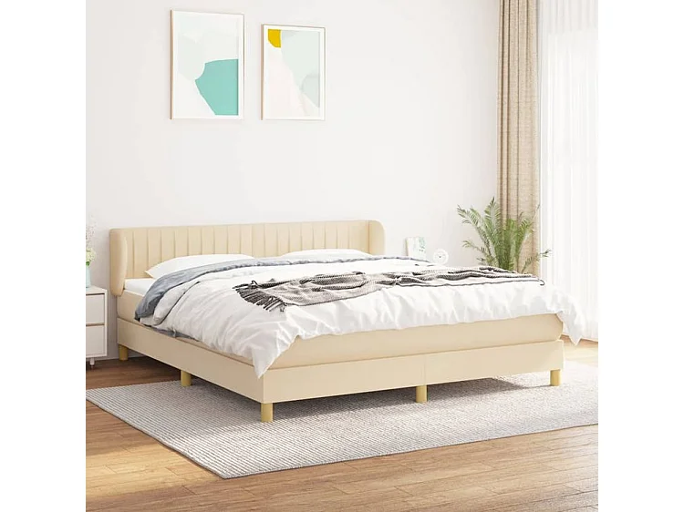 Sommier à lattes de lit avec matelas Crème 160x200 Tissu
