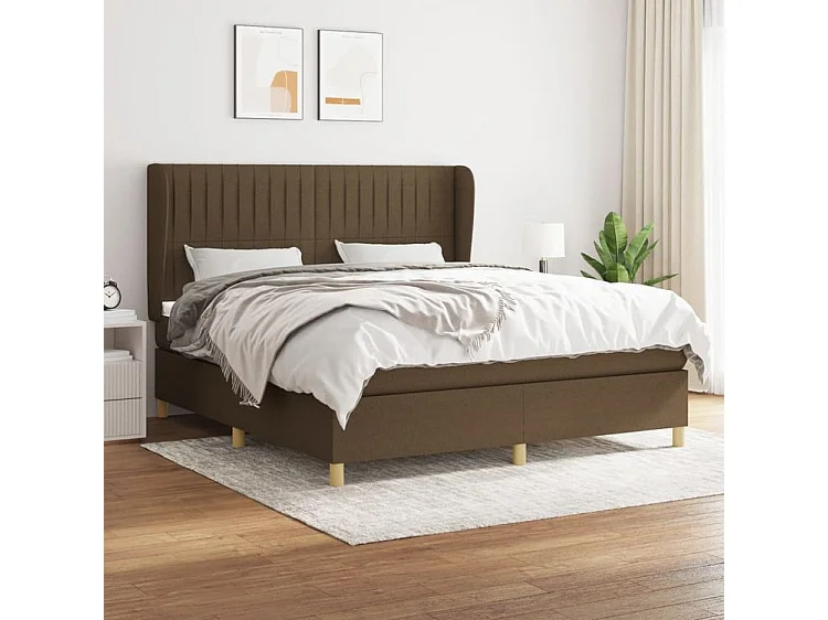 Sommier à lattes de lit avec matelas Marron foncé 160x200