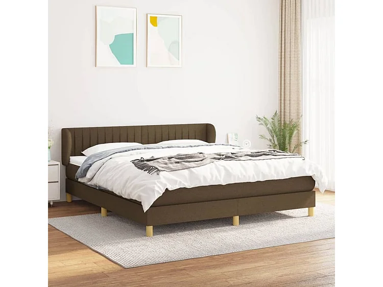 Sommier à lattes de lit avec matelas Marron foncé 160x200