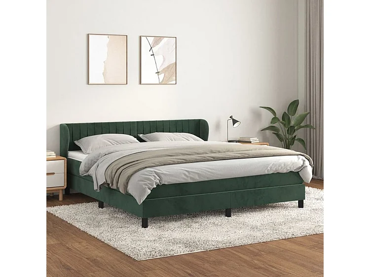 Sommier à lattes de lit et matelas Vert foncé 180x200 Velours