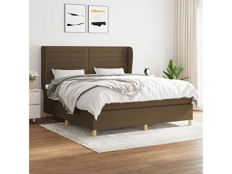 Sommier à lattes de lit avec matelas Marron foncé 160x200