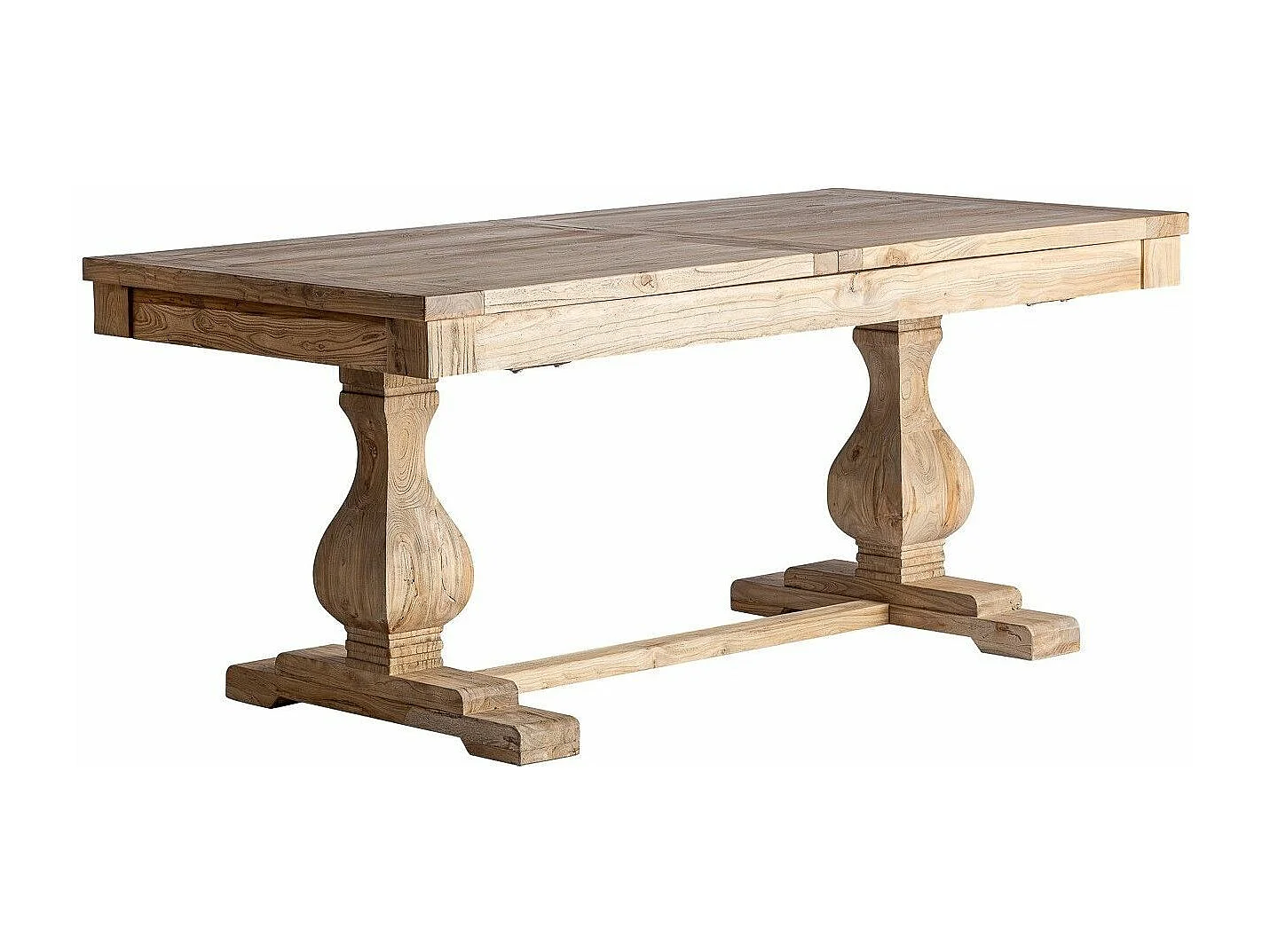 Bukila mesa de comedor rectangular extensible de madera maciza de olmo 200/280 cm-Ancho extensible 200x280cm