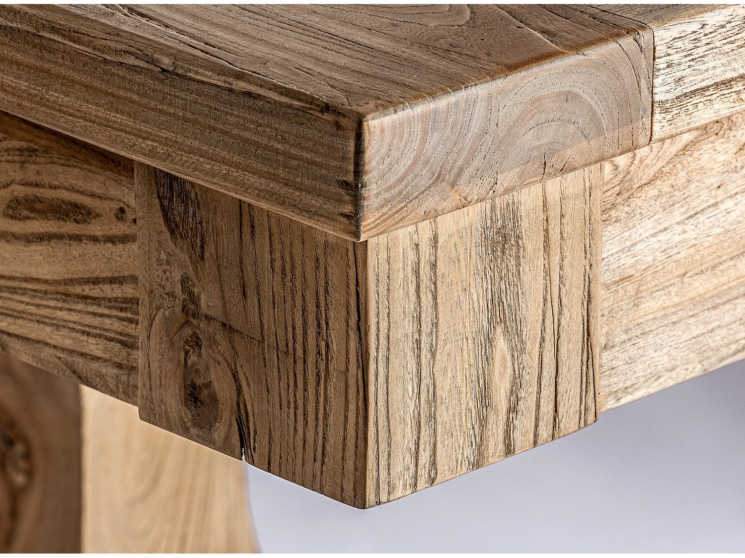 Bukila mesa de comedor rectangular extensible de madera maciza de olmo 200/280 cm-Ancho extensible 200x280cm