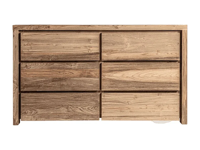 Cómoda Rubha 6 cajones madera maciza natural envejecida estilo colonial 140 cm