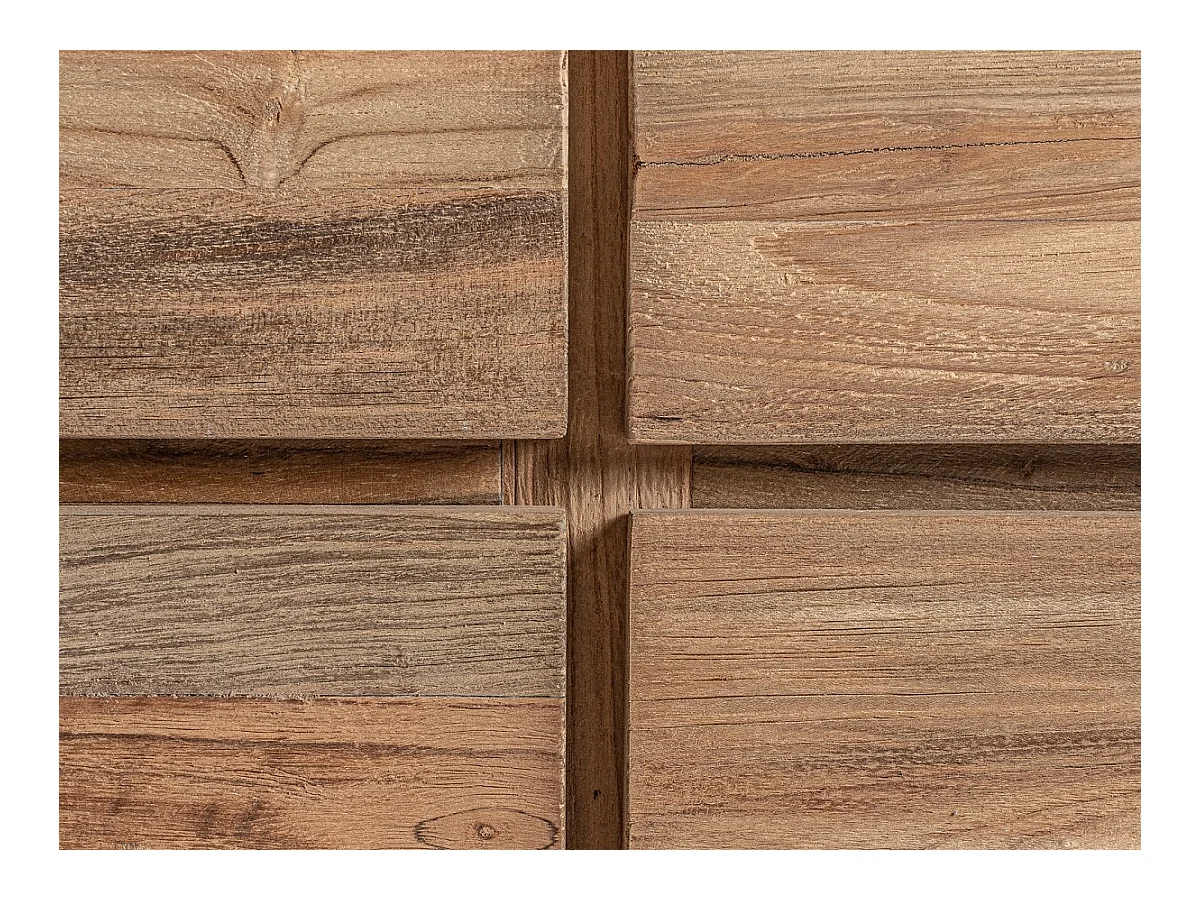 Commode 6 tiroirs bois massif naturel vieilli style colonial Rubha 140cm