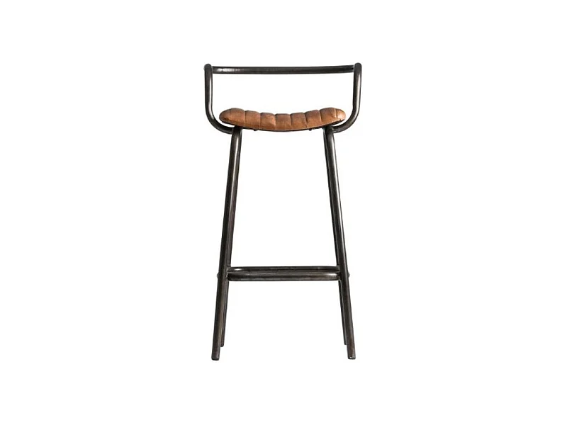 Tabouret de bar cuir marron et pieds métal Alina