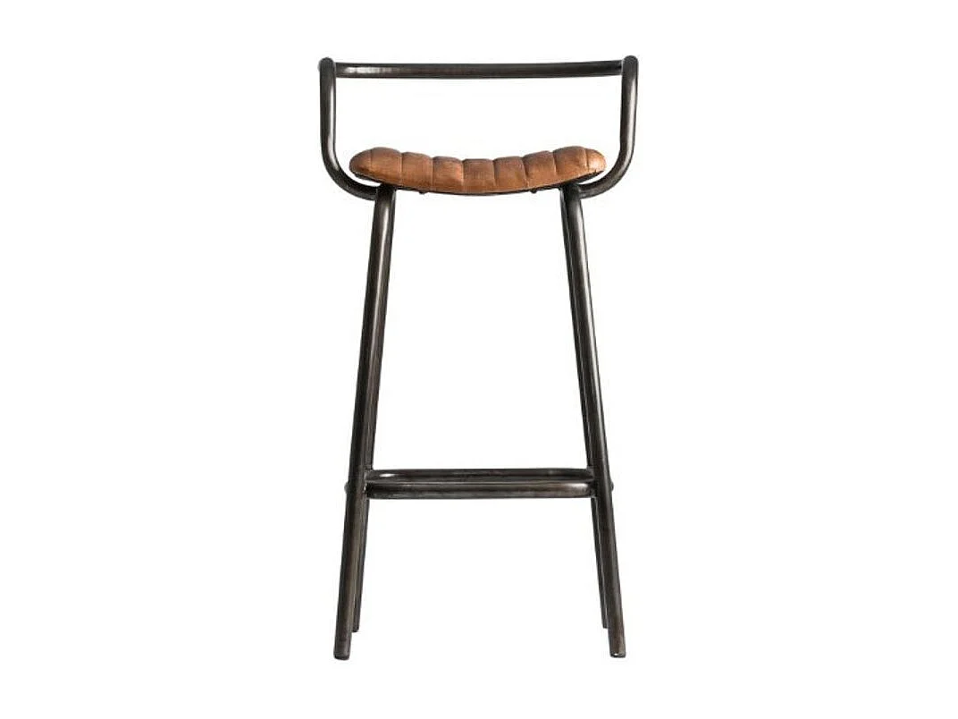 Tabouret de bar cuir marron et pieds métal Alina