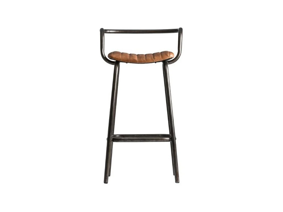 Tabouret de bar cuir marron et pieds métal Alina