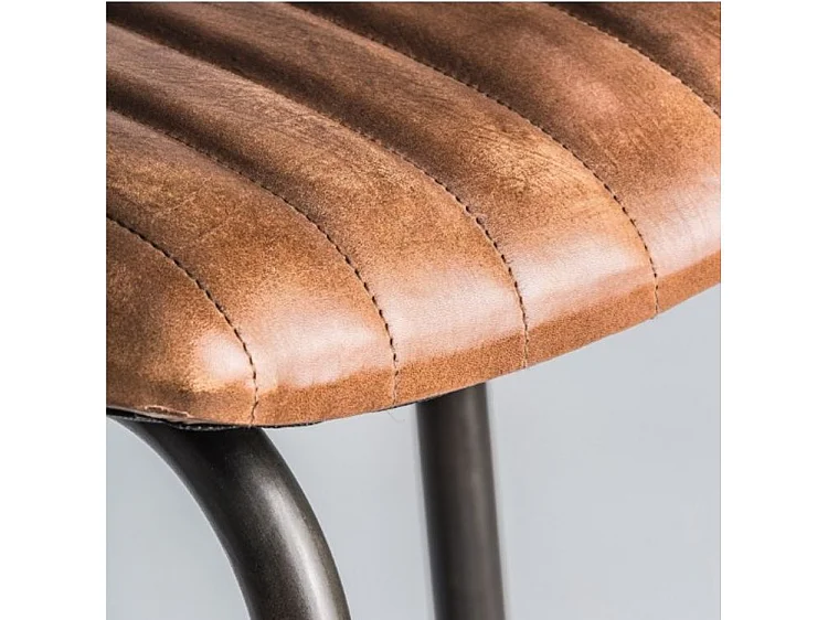 Tabouret de bar cuir marron et pieds métal Alina