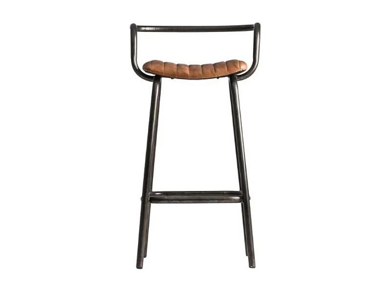 Tabouret de bar cuir marron et pieds métal Alina