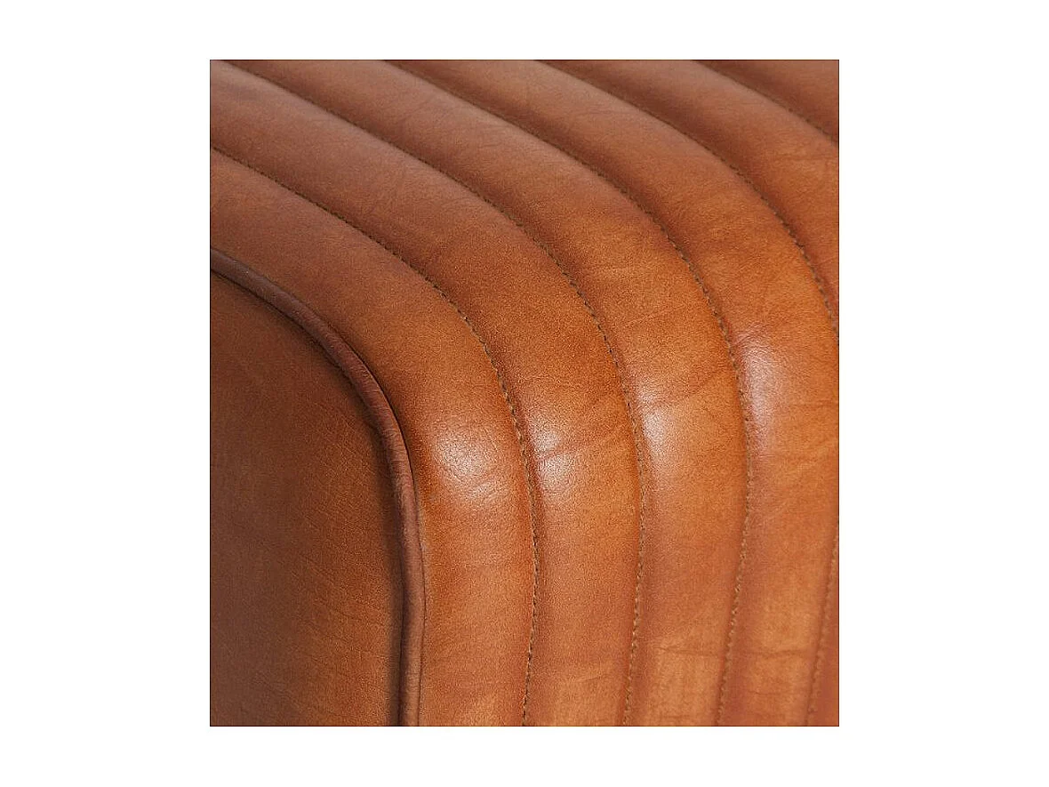 Tabouret de bar cuir marron et pieds acacia massif clair Marina