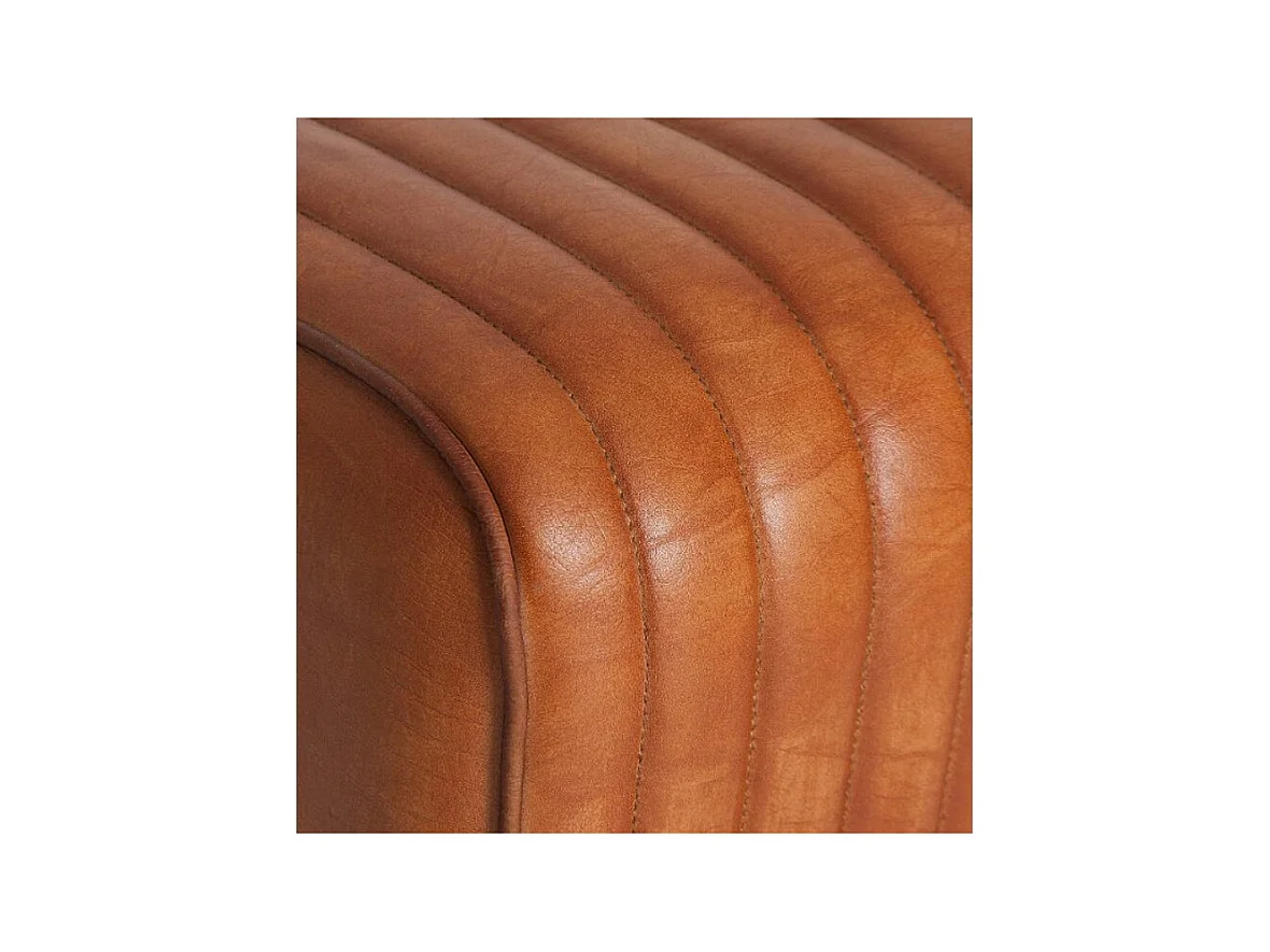 Taburete de bar Marina de piel marrón y patas de acacia maciza clara