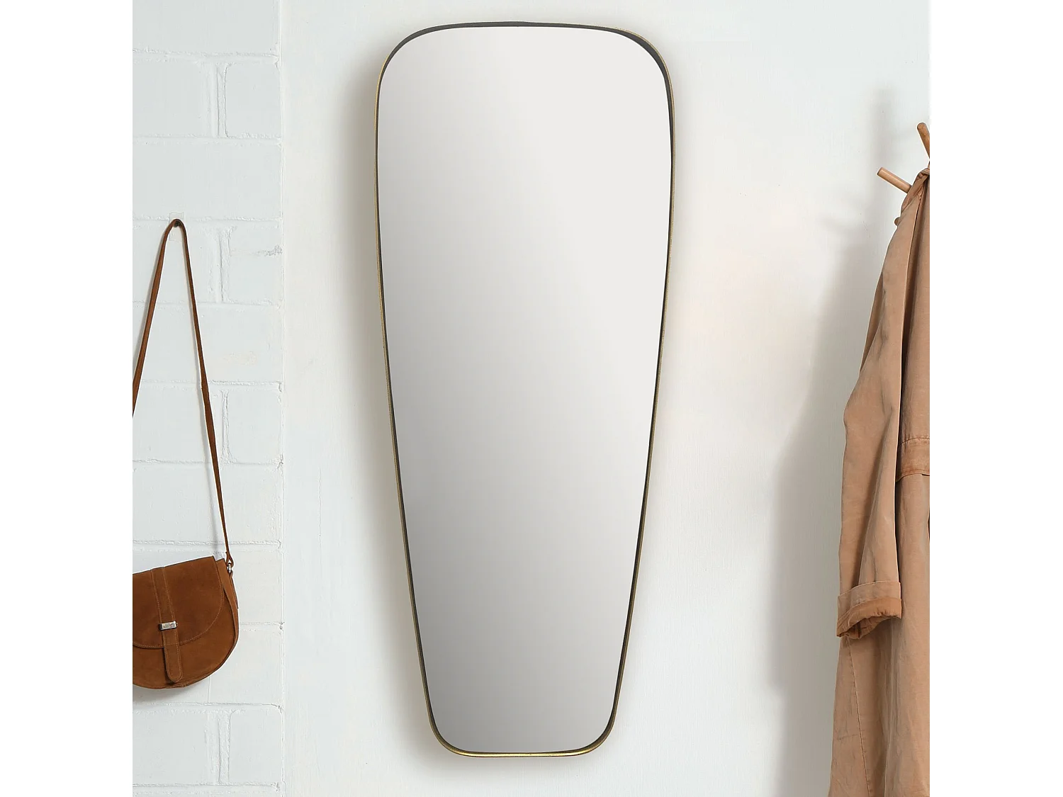 Miroir Murale Métal 38x100 cm Miroir Mur Couloir Grand Moderne Doré