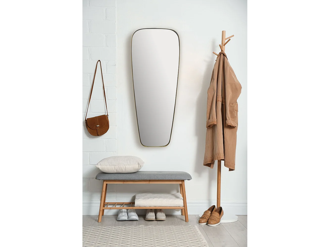 Miroir Murale Métal 38x100 cm Miroir Mur Couloir Grand Moderne Doré