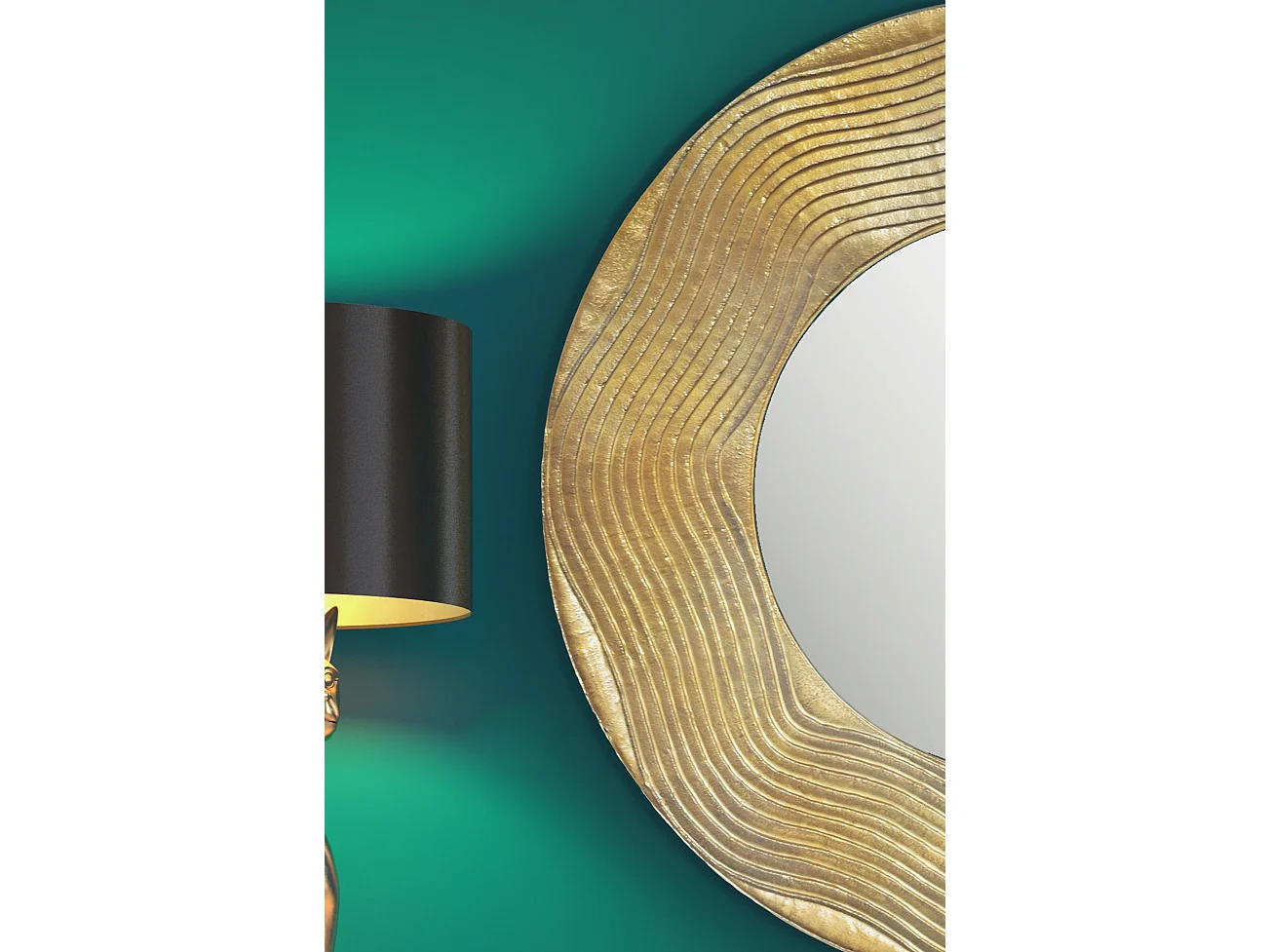 Miroir Murale Métal 74 cm Miroir Mur Couloir Grand Moderne Doré Ronde