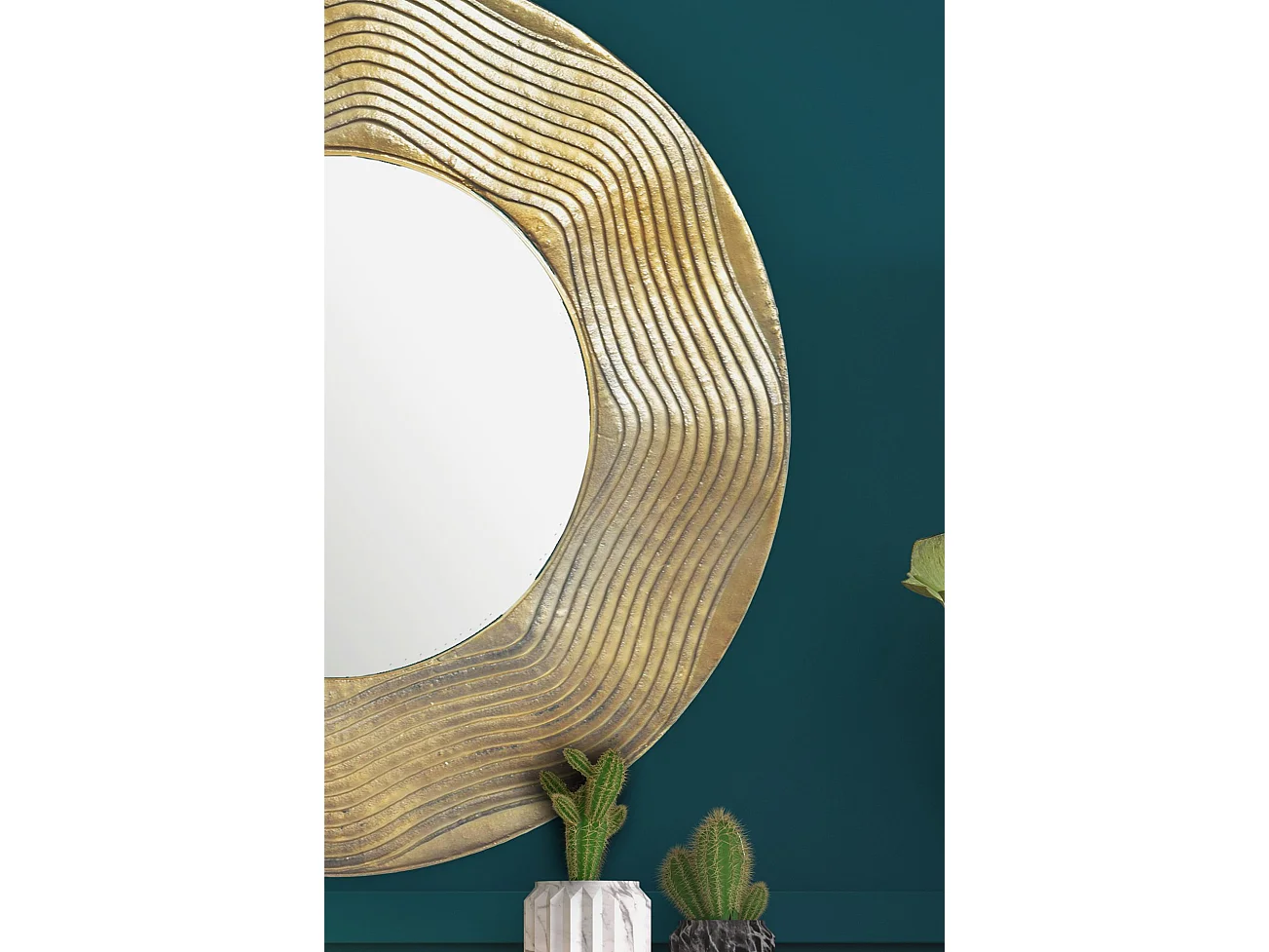 Miroir Murale Métal 74 cm Miroir Mur Couloir Grand Moderne Doré Ronde