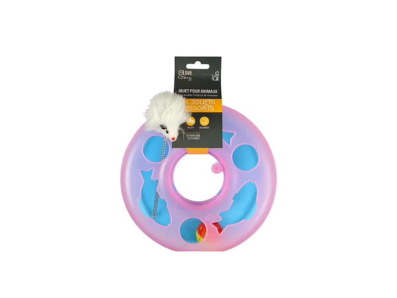 Jouet pour Chat "Tunnel avec Balle & Tige" 24cm Rose
