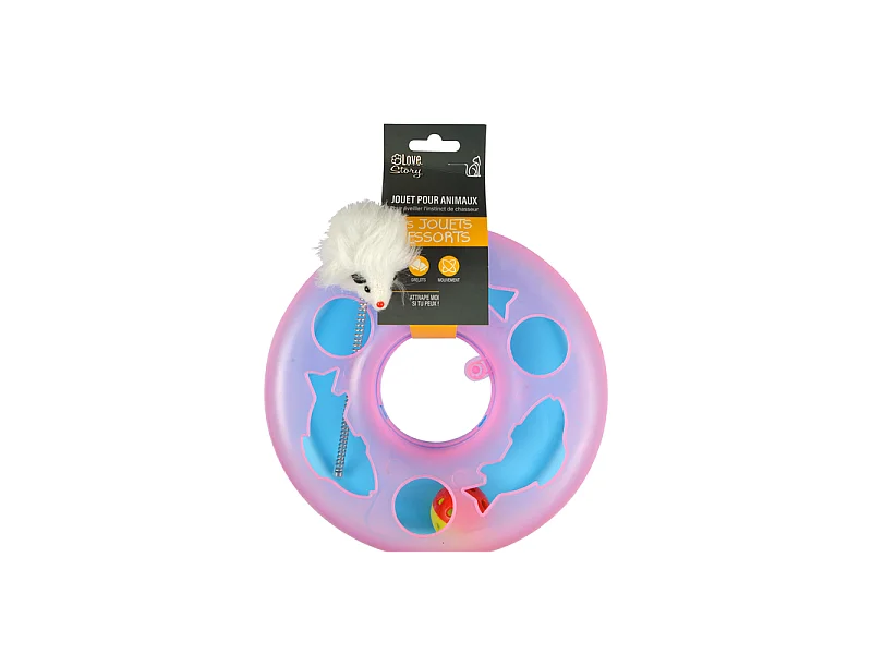 Jouet pour Chat "Tunnel avec Balle & Tige" 24cm Rose