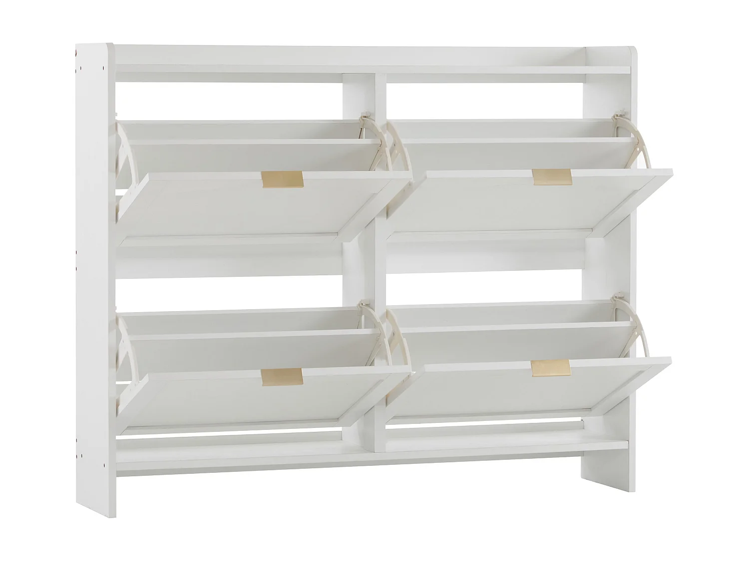 Moderner Schuhschrank – 4 Klappfächer – Weiß