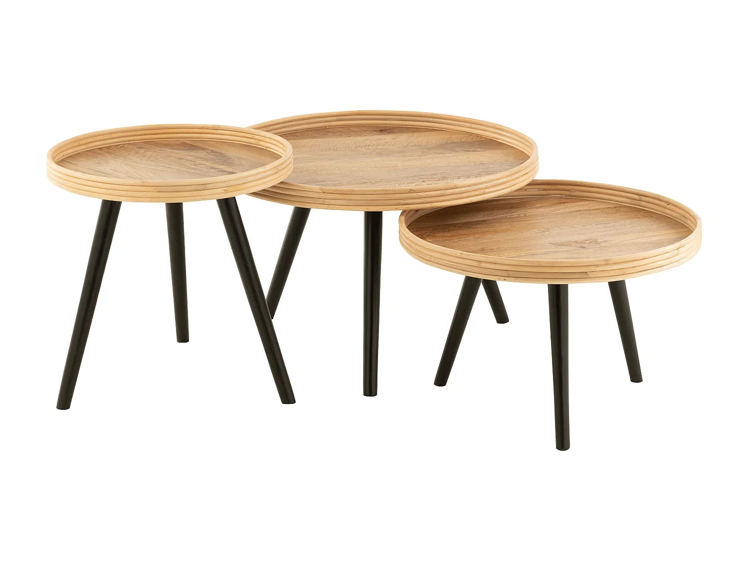 Lot de 3 tables gigognes rondes Morza en bois de manguier - Élégance naturelle
