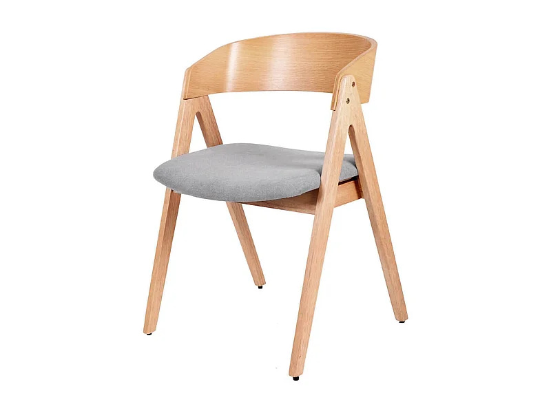 Chaise premium Merka – Structure en bois et assise en tissu confortable-Couleur Naturel/Gris