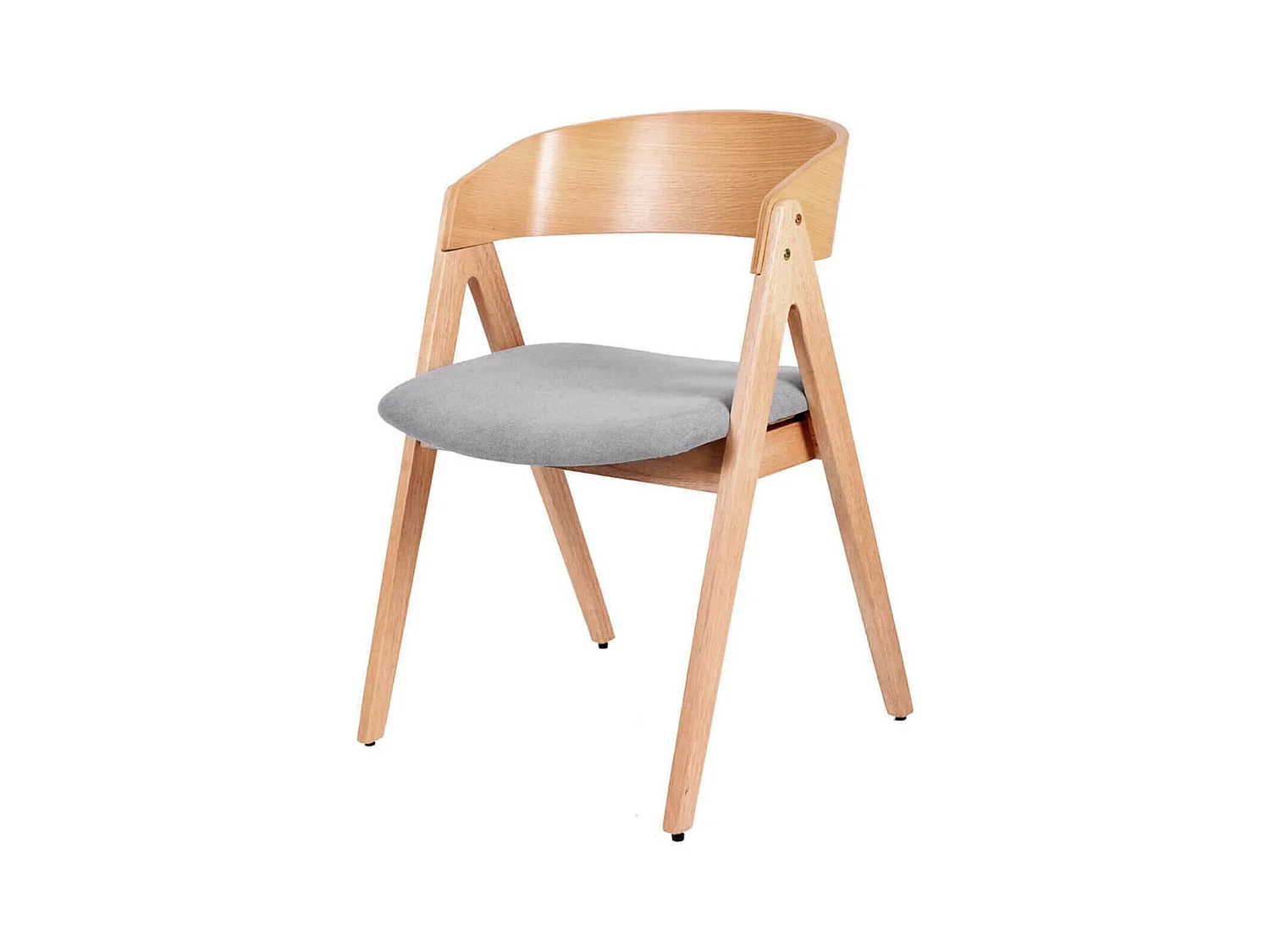 Chaise premium Merka – Structure en bois et assise en tissu confortable-Couleur Naturel/Gris