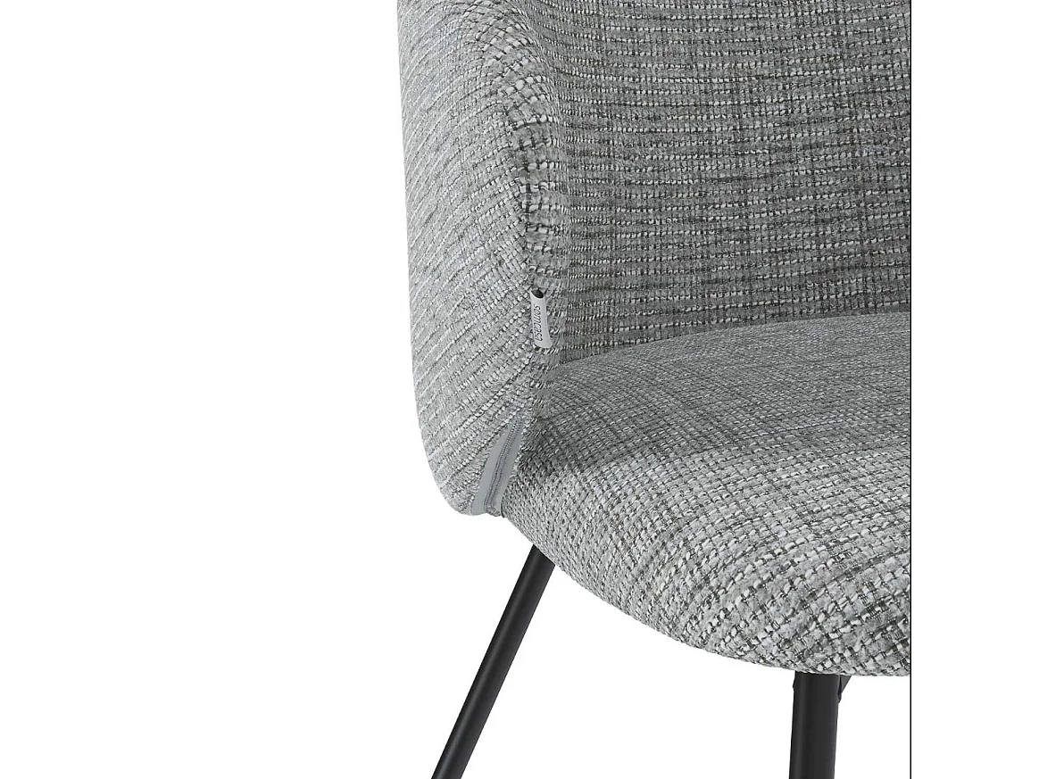 Chaise en tissu avec pieds en métal noir Nuria - Confort et modernité-Couleur Gris