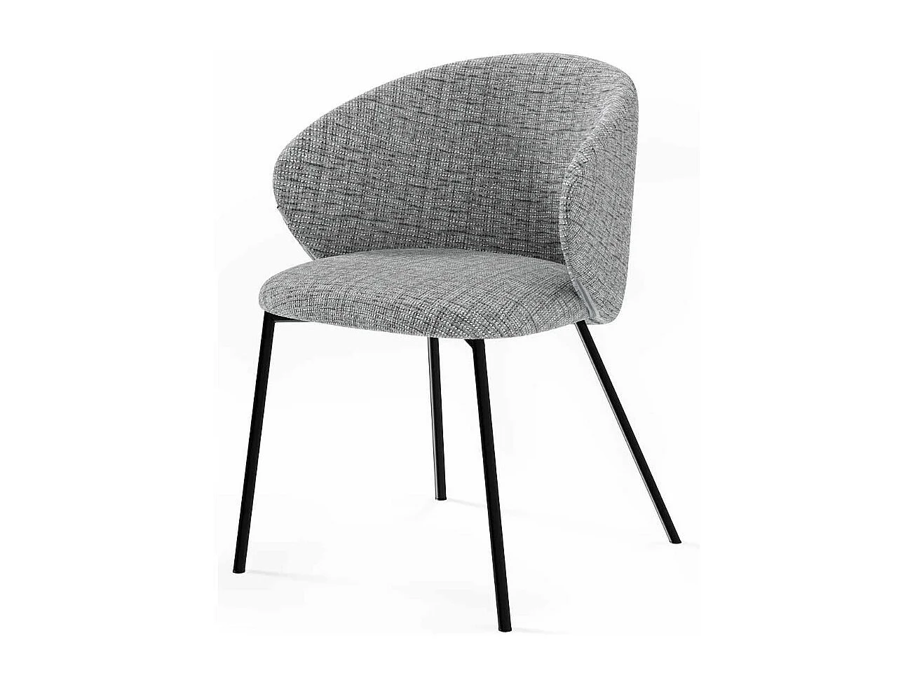 Chaise en tissu avec pieds en métal noir Nuria - Confort et modernité-Couleur Gris