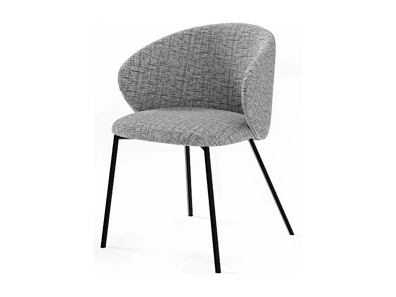 Chaise en tissu avec pieds en métal noir Nuria - Confort et modernité-Couleur Gris