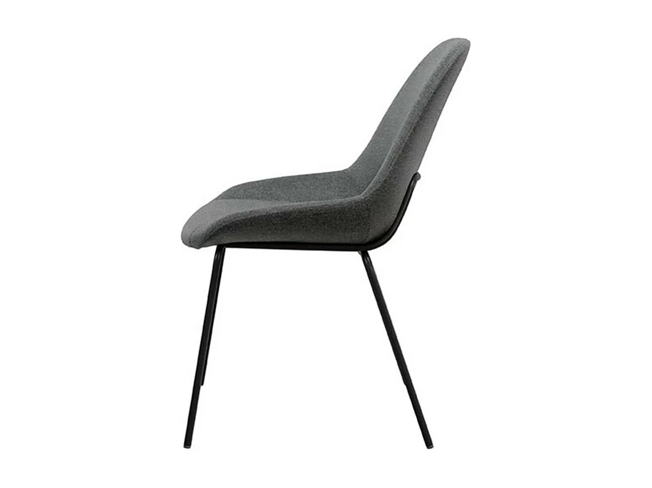Chaise en tissu avec pieds en métal noir laqué Livia – Design moderne et sophistiqué-Couleur Gris foncé