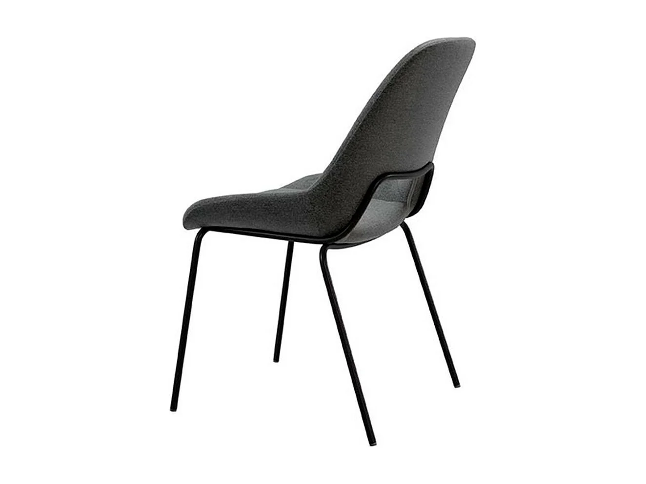 Chaise en tissu avec pieds en métal noir laqué Livia – Design moderne et sophistiqué-Couleur Gris foncé