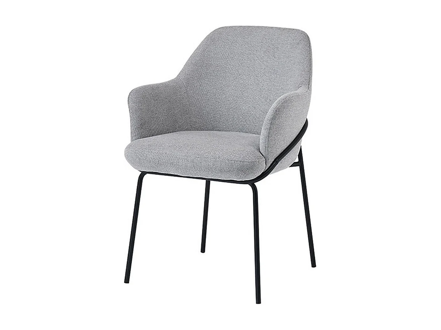 Chaise en tissu avec pieds métal noir Abigail – Design ergonomique et confortable-Couleur Gris clair