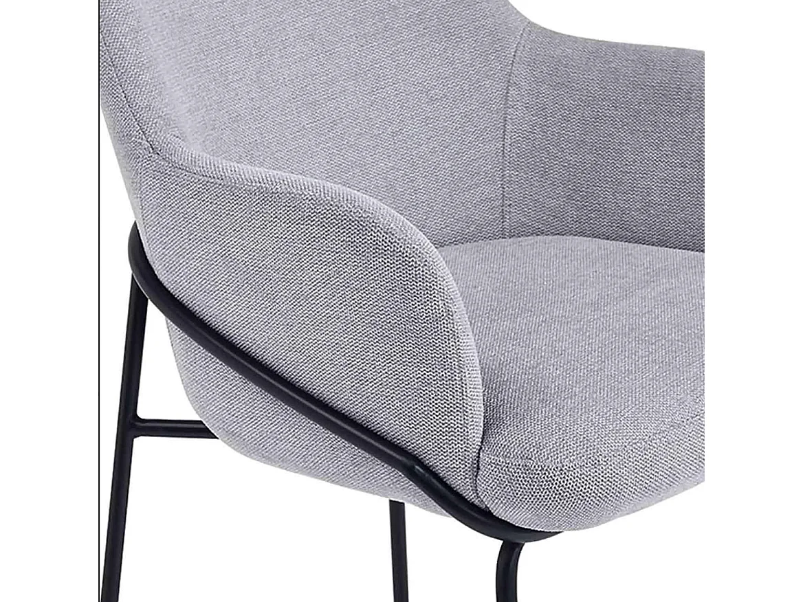 Chaise en tissu avec pieds métal noir Abigail – Design ergonomique et confortable-Couleur Gris clair