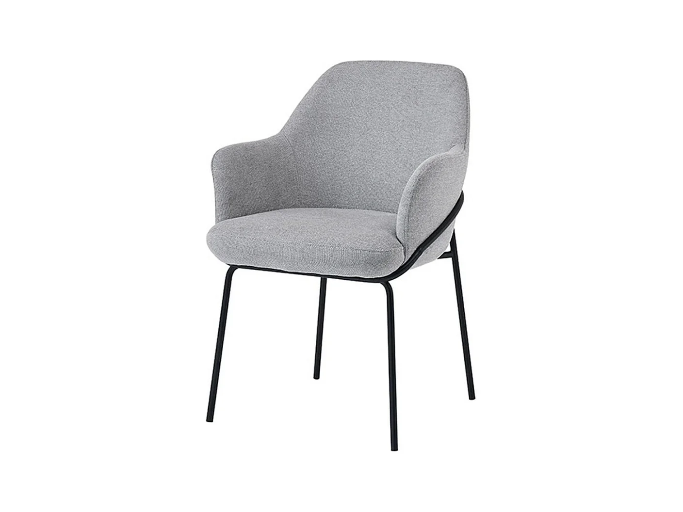 Chaise en tissu avec pieds métal noir Abigail – Design ergonomique et confortable-Couleur Gris clair