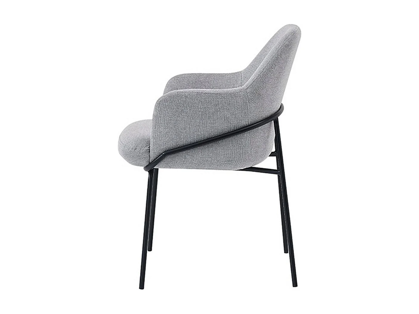 Chaise en tissu avec pieds métal noir Abigail – Design ergonomique et confortable-Couleur Gris clair