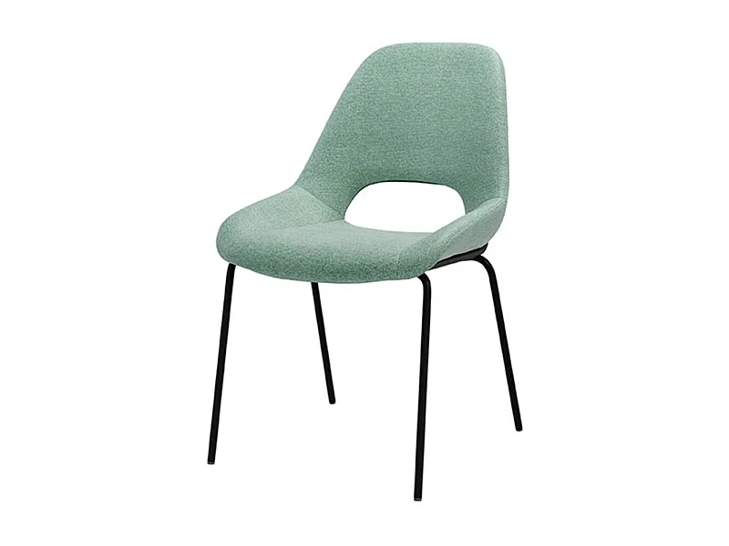 Chaise en tissu avec pieds en métal noir laqué Livia – Design moderne et sophistiqué-Couleur Vert menthe