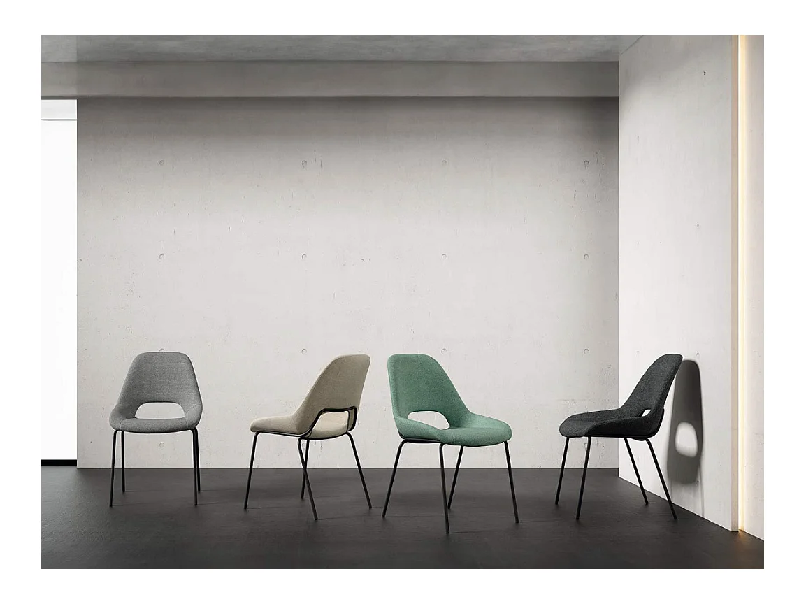 Silla de tela con patas de metal lacado en negro Livia – Diseño moderno y sofisticado-Color