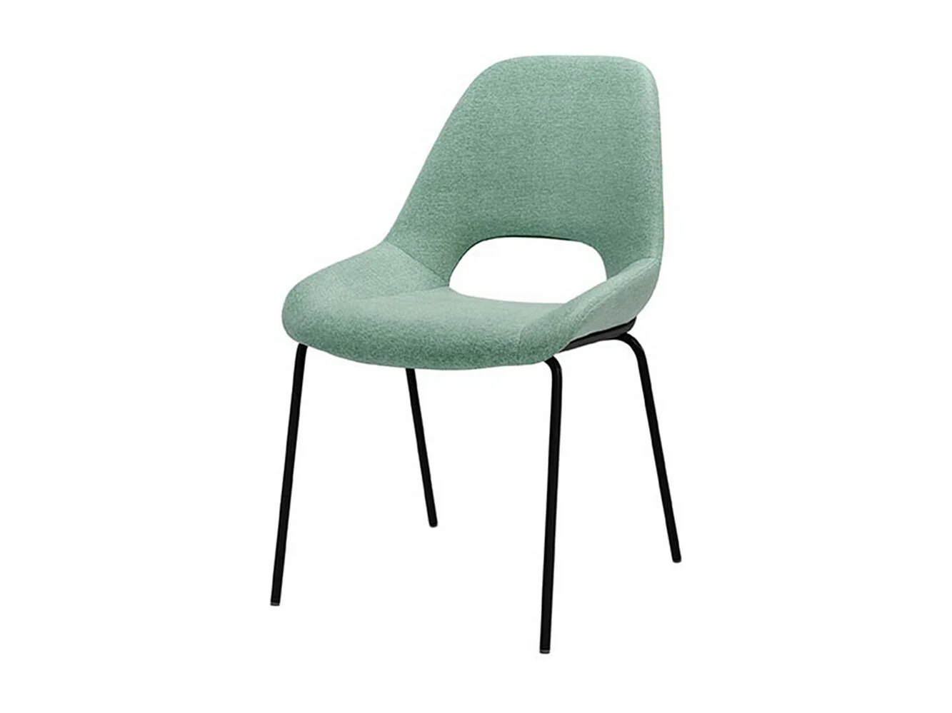 Chaise en tissu avec pieds en métal noir laqué Livia – Design moderne et sophistiqué-Couleur Vert menthe