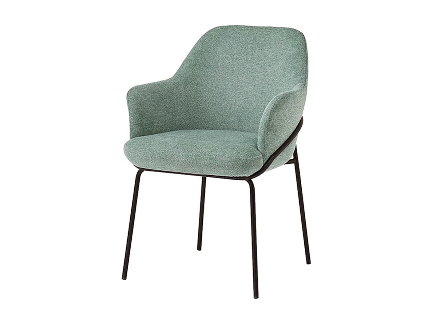 Chaise en tissu avec pieds métal noir Abigail – Design ergonomique et confortable-Couleur Vert céladon