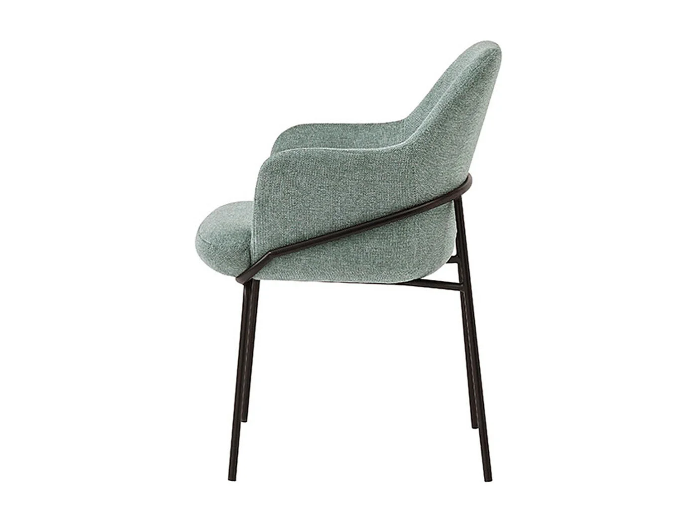 Chaise en tissu avec pieds métal noir Abigail – Design ergonomique et confortable-Couleur Vert céladon