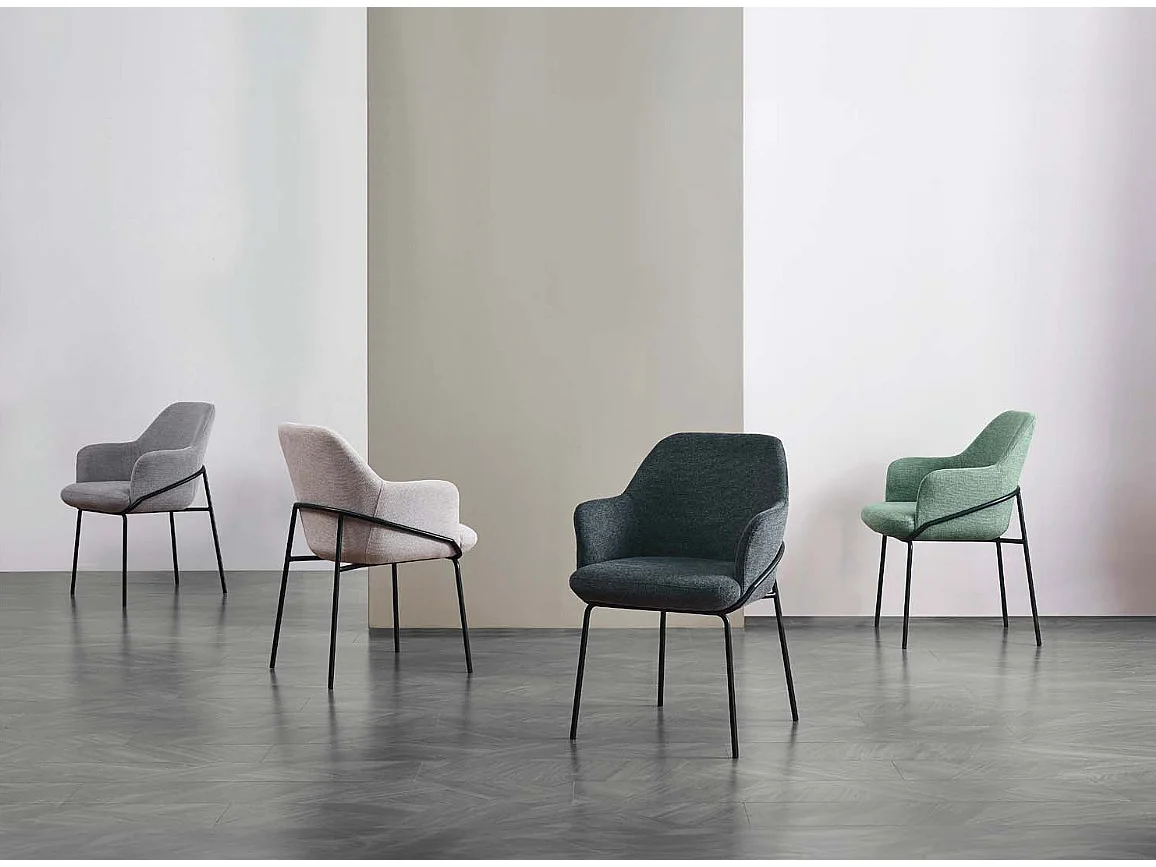 Chaise en tissu avec pieds métal noir Abigail – Design ergonomique et confortable-Couleur Vert céladon