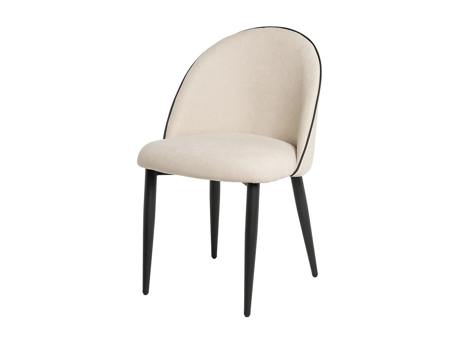 Chaise en velours confortable avec pieds en métal noir Brika – Style moderne-Beige clair