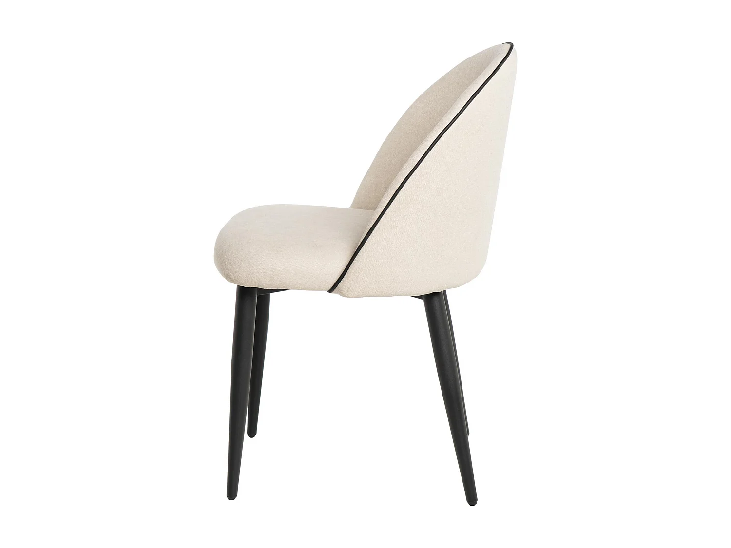 Chaise en velours confortable avec pieds en métal noir Brika – Style moderne-Beige clair