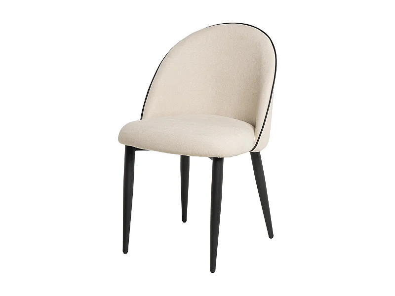 Chaise en velours confortable avec pieds en métal noir Brika – Style moderne-Beige clair