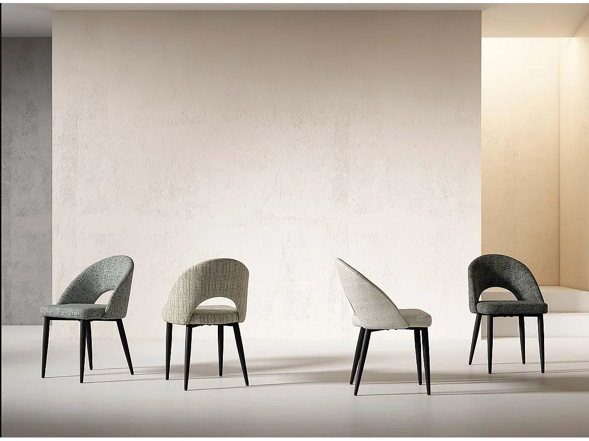 Chaise incurvée et rembourrée Barry – Élégance et confort ergonomique-Couleur Gris clair